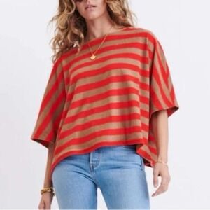 MerSea Striped captiva Terry Cloth slouch top Boatneck Boxy One size Coastal